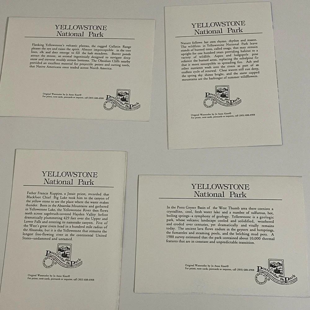 Set/7 Yellowstone National Park Artist Drawings Blank Note Stationery